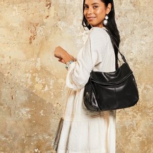 Aimee Kestenberg Bali Hobo Bag Black Leather Foldover